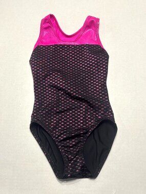 Alpha Factor Aerials Black/Pink Gymnastics/Dance Leotard Size 12/14
